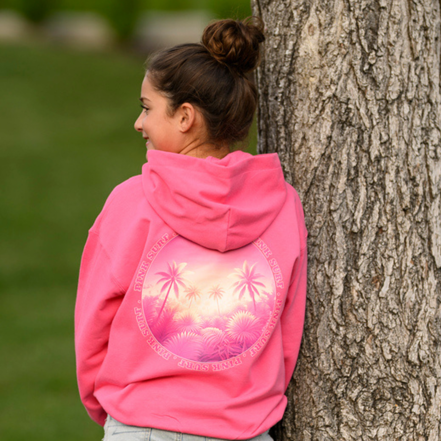 Pink Surf™ Exclusive Pink Palm Hoodie - Youth